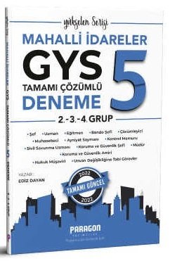 Paragon 2022 GYS Mahalli İdareler 2.-3.-4. Grup 5 Deneme Çözümlü Görevde Yükselme Paragon Yayıncılık