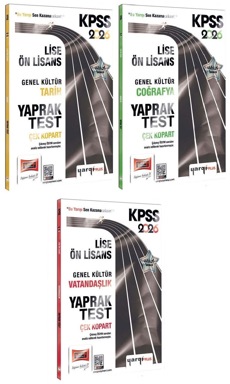 Yargı KPSS Lise Ön Lisans Tarih + Coğrafya + Vatandaşlık Yaprak Test 3 lü Set Yargı Yayınları