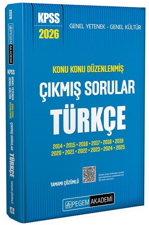 Pegem 2026 KPSS Türkçe Çıkmış Sorular Konu Konu Çözümlü Pegem Akademi Yayınları