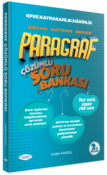 Monopol Tüm Sınavlar İçin Paragraf Soru Bankası Çözümlü - Kader Kangal Monopol Yayınları