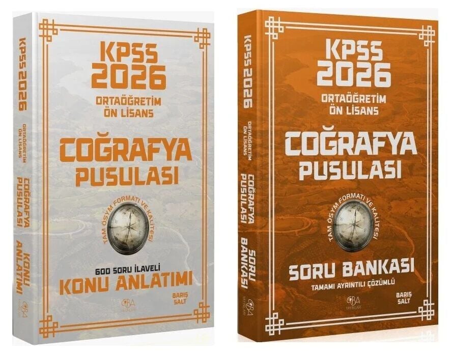 CBA Yayınları 2026 KPSS Lise Ortaöğretim Ön Lisans Coğrafya Pusulası Konu Anlatımı + Soru Bankası 2 li Set - Barış Salt CBA Yayınları