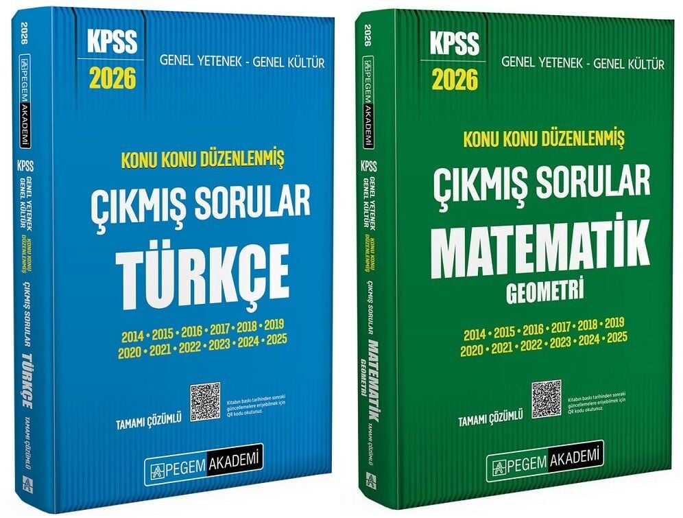 Pegem 2026 KPSS Türkçe + Matematik Çıkmış Sorular Konu Konu 2 li Set Pegem Akademi Yayınları