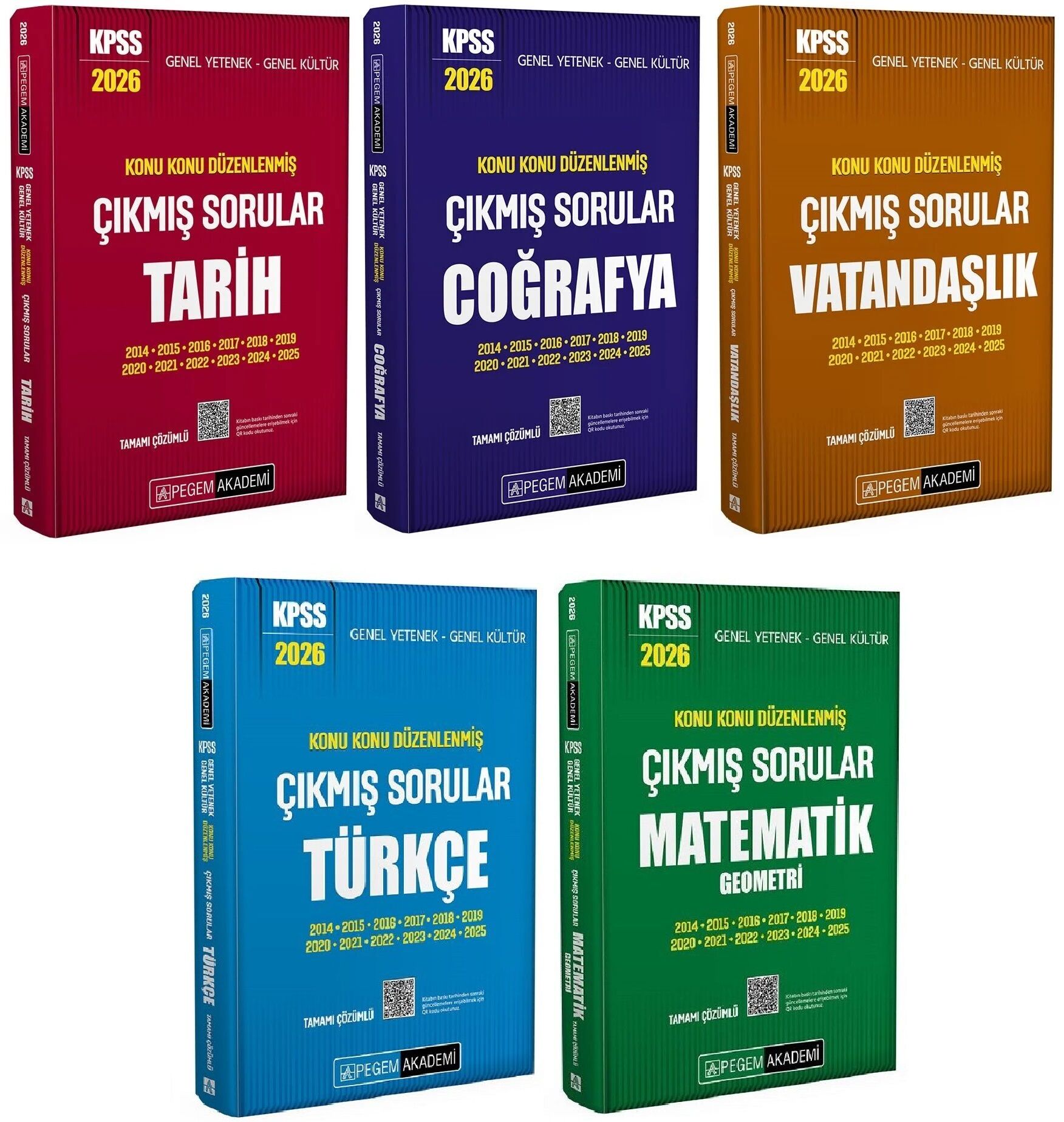 Pegem 2026 KPSS Genel Yetenek Genel Kültür Çıkmış Sorular Konu Konu 5 li Set Pegem Akademi Yayınları