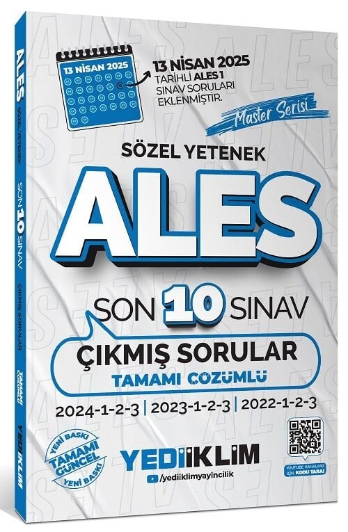 Yediiklim 2026 ALES Master Sözel Yetenek Çıkmış Sorular Son 10 Sınav Çözümlü Yediiklim Yayınları