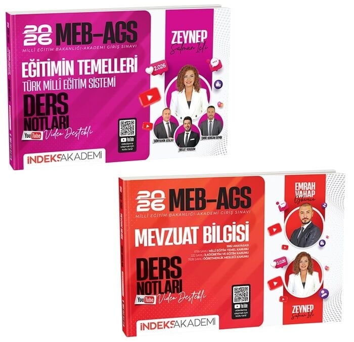 İndeks Akademi 2026 MEB-AGS Eğitimin Temelleri + Mevzuat Bilgisi Ders Notları 2 li Set - Zeynep Salman İçli, Emrah Vahap Özkaraca İndeks Akademi Yayıncılık