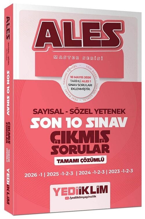 SÜPER FİYAT - Yediiklim 2026 ALES Master Çıkmış Sorular Son 10 Sınav Çözümlü Yediiklim Yayınları