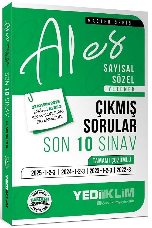 Yediiklim 2026 ALES Master Çıkmış Sorular Son 10 Sınav Çözümlü Yediiklim Yayınları