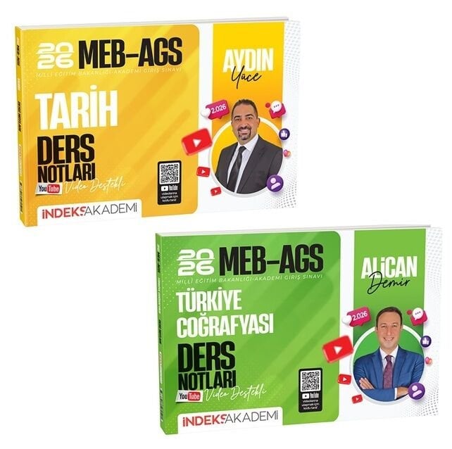 İndeks Akademi 2026 MEB-AGS Tarih + Türkiye Coğrafyası Ders Notları 2 li Set - Aydın Yüce, Alican Demir İndeks Akademi Yayıncılık
