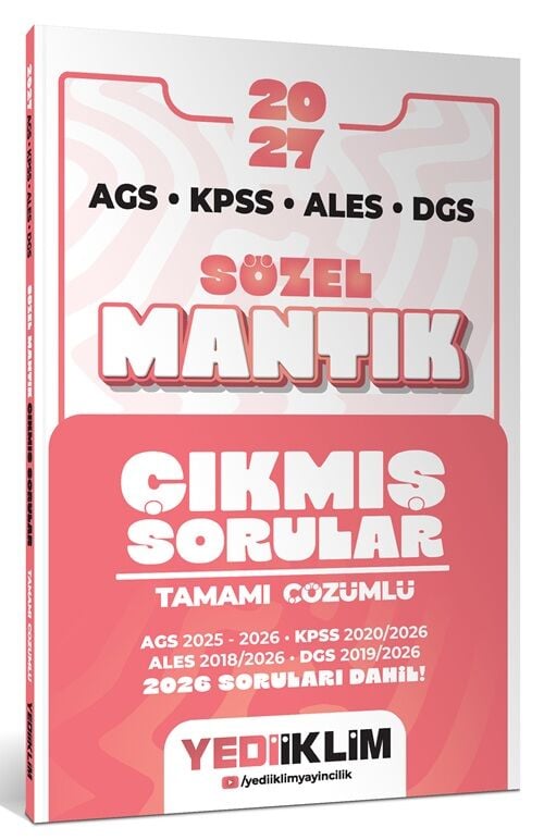 Yediiklim 2027 KPSS MEB-AGS ALES DGS Sözel Mantık Çıkmış Sorular Çözümlü Yediiklim Yayınları