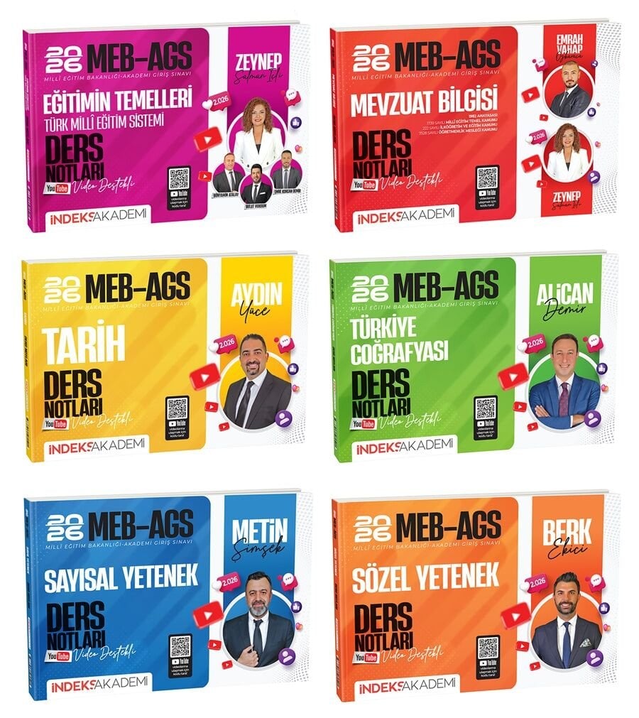 İndeks Akademi 2026 MEB-AGS Tüm Dersler Ders Notları 6 lı Set İndeks Akademi Yayıncılık