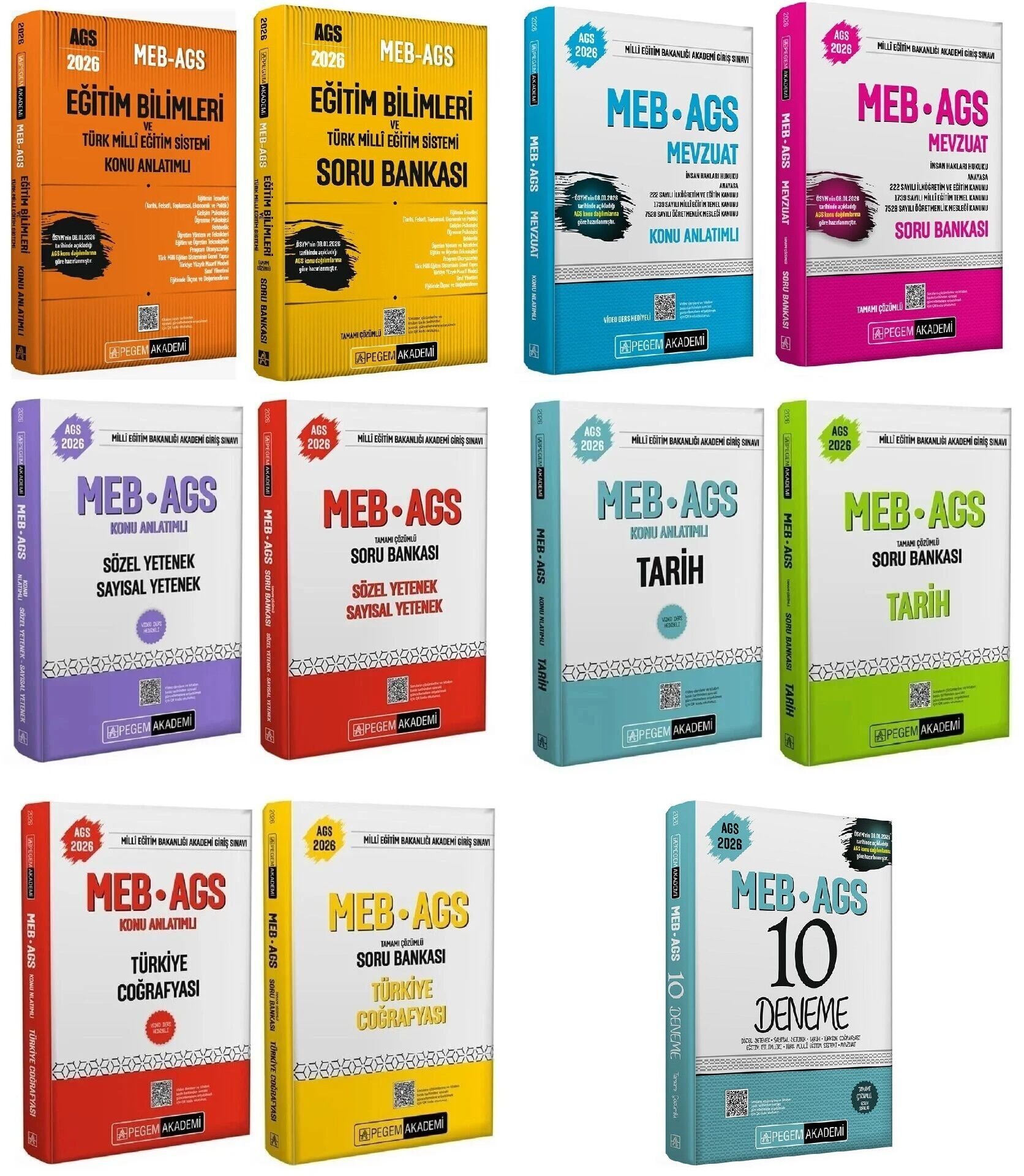 YENİ AGS - Pegem 2026 MEB-AGS Tüm Dersler Konu Anlatımlı + Soru Bankası + 10 Deneme 11 li Set Pegem Akademi Yayınları