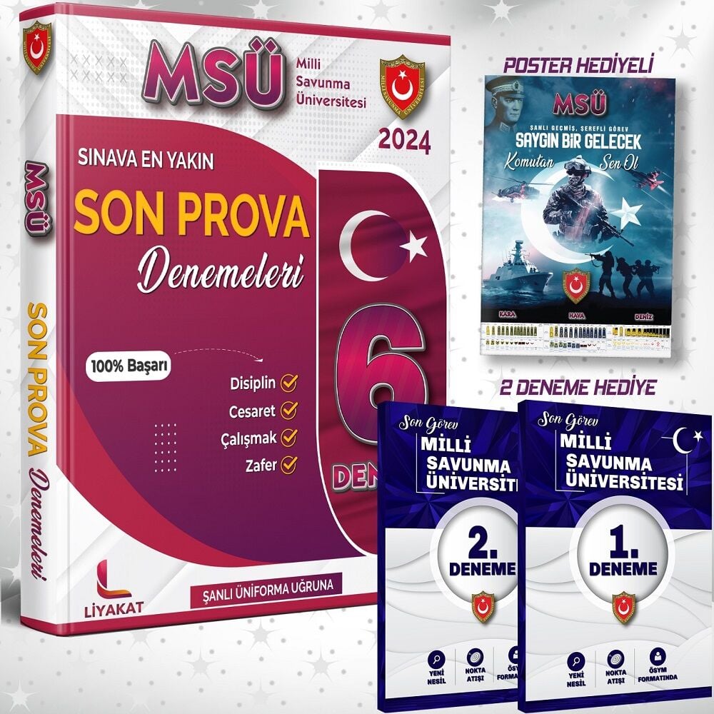 Liyakat 2024 MSÜ Son Prova 6 Deneme (2 Deneme ve Poster Hediyeli) Liyakat Yayınları