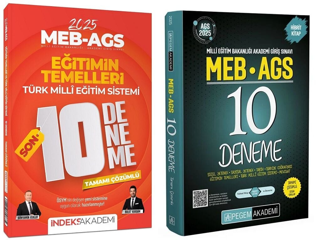 Pegem + İndeks 2025 MEB-AGS Tüm Dersler + Eğitimin Temelleri 10+10 Deneme 2 li Set Pegem + İndeks Akademi Yayınları
