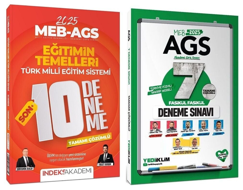 Yediiklim + İndeks 2025 MEB-AGS Tüm Dersler + Eğitimin Temelleri 7+10 Deneme 2 li Set Yediiklim + İndeks Akademi Yayınları