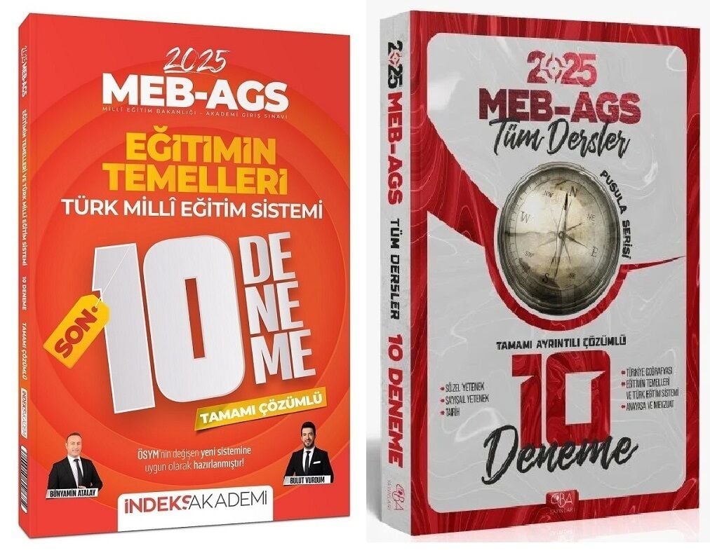 CBA + İndeks 2025 MEB-AGS Tüm Dersler + Eğitimin Temelleri 10+10 Deneme 2 li Set CBA Yayınları
