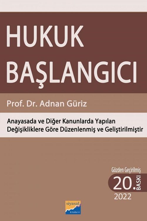 Siyasal Kitabevi Hukuk Başlangıcı 20. Baskı - Adnan Güriz Siyasal Kitabevi Yayınları