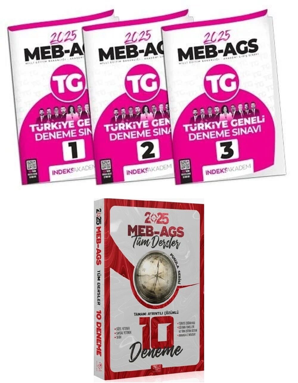 CBA + İndeks 2025 MEB-AGS Tüm Dersler + Türkiye Geneli 10+3 Deneme 4 lü Set CBA Yayınları