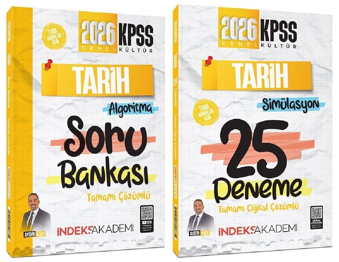 İndeks Akademi 2026 KPSS Tarih Soru Bankası + 25 Deneme 2 li Set - Aydın Yüce İndeks Akademi Yayıncılık