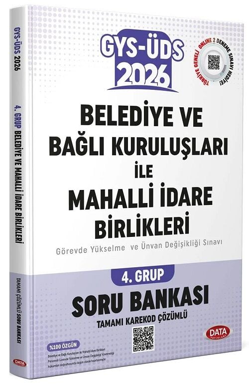 Data 2026 GYS ÜDS Belediye ve Bağlı Kuruluşları ile Mahalli İdare Birlikleri 4. Grup Soru Bankası Çözümlü Görevde Yükselme Ünvan Değişikliği Data Yayınları