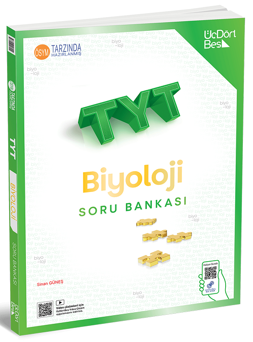 Üç Dört Beş 2027 YKS TYT Biyoloji Soru Bankası Çözümlü - Sinan Güneş Üç Dört Beş Yayınları