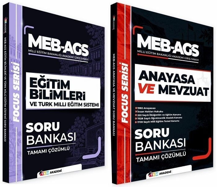 TKM Akademi MEB-AGS Eğitim Bilimleri + Mevzuat Soru Bankası 2 li Set Focus Serisi TKM Akademi