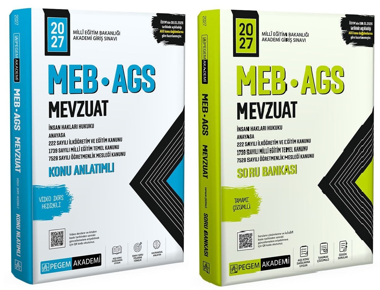 Pegem 2027 MEB-AGS Mevzuat Konu + Soru Bankası 2 li Set Pegem Akademi Yayınları