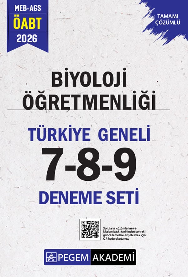 SÜPER FİYAT - Pegem 2026 ÖABT MEB-AGS Biyoloji Öğretmenliği Türkiye Geneli 3 Deneme (7-8-9) Pegem Akademi Yayınları