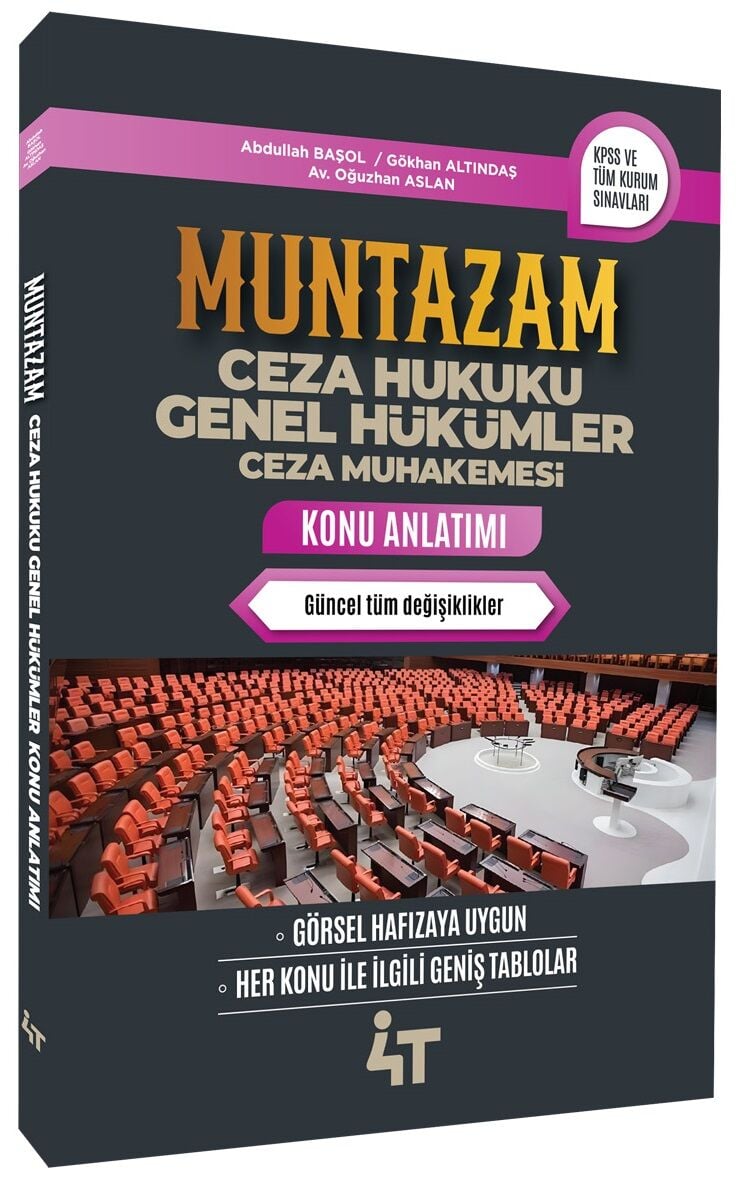 4T Yayınları MUNTAZAM Ceza Hukuku Genel Hükümler, Ceza Muhakemesi Konu Anlatımı - Abdullah Başol 4T Yayınları