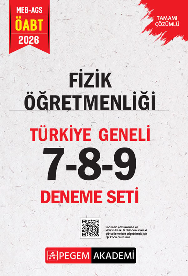 Pegem 2026 ÖABT MEB-AGS Fizik Öğretmenliği Türkiye Geneli 3 Deneme (7-8-9) Pegem Akademi Yayınları