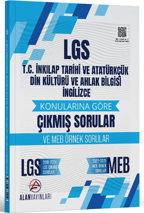 Alan 2025 8. Sınıf LGS TC İnkılap Tarihi ve Atatürkçülük, Din Kültürü ve İngilizce Çıkmış Sorular 2018-2024 Konularına Göre Alan Yayınları