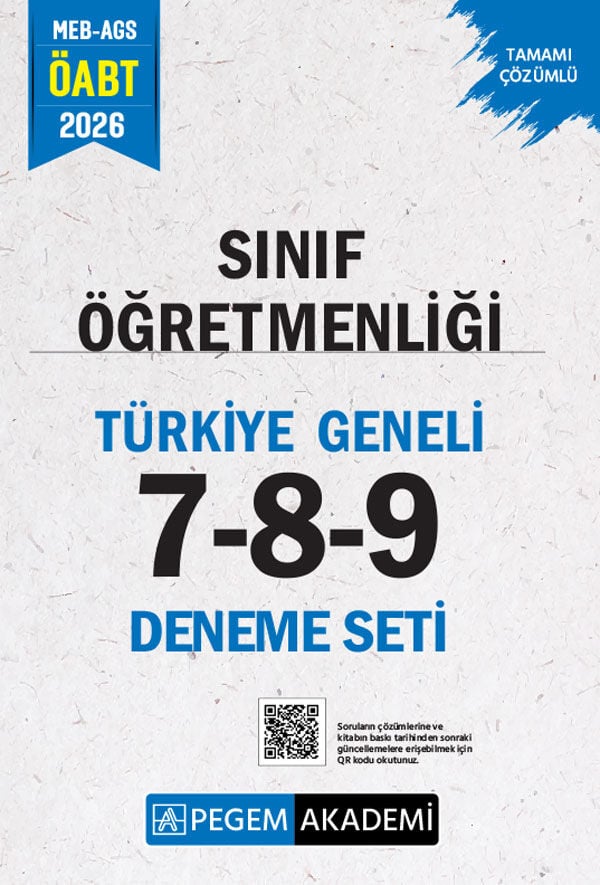 Pegem 2026 ÖABT MEB-AGS Sınıf Öğretmenliği Türkiye Geneli 3 Deneme (7-8-9) Pegem Akademi Yayınları