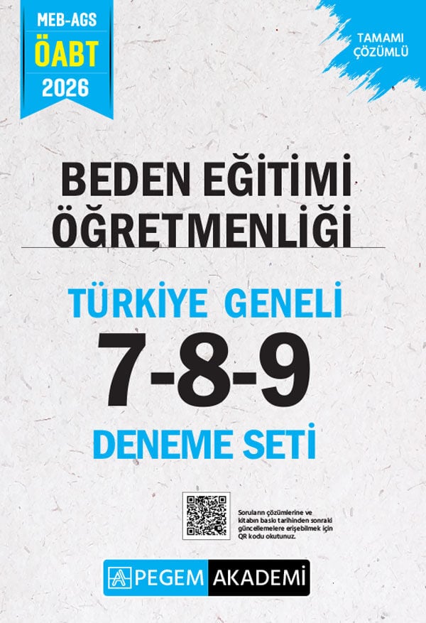 Pegem 2026 ÖABT MEB-AGS Beden Eğitimi Öğretmenliği Türkiye Geneli 3 Deneme (7-8-9) Pegem Akademi Yayınları