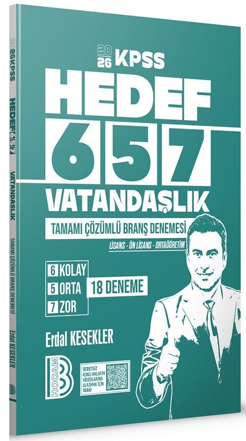 Benim Hocam 2026 KPSS Vatandaşlık HEDEF 657 18 Deneme Çözümlü - Erdal Kesekler Benim Hocam Yayınları
