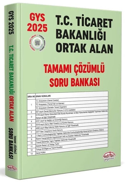 Editör 2025 GYS Ticaret Bakanlığı Tüm Kadrolar için Ortak Alan Soru Bankası Çözümlü Görevde Yükselme Editör Yayınları