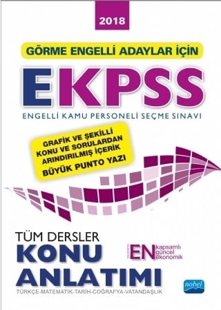 Nobel 2018 EKPSS Görme Engelli Adaylar Tüm Dersler Konu Anlatımı Nobel Yayınları