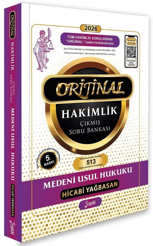 Yetki 2026 Hakimlik Medeni Usul Hukuku ORİJİNAL Çıkmış Soru Bankası Çözümlü 5. Baskı - Hicabi Yağbasan Yetki Yayıncılık