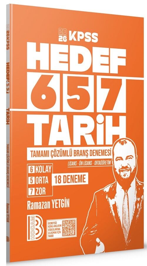 Benim Hocam 2026 KPSS Lisans Ön Lisans Lise Ortaöğretim Tarih HEDEF 657 18 Deneme Çözümlü - Ramazan Yetgin Benim Hocam Yayınları