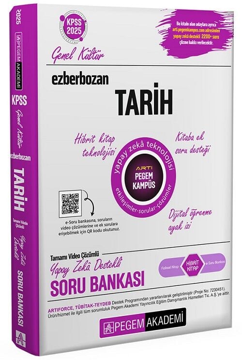 SÜPER FİYAT - Pegem 2025 KPSS Tarih Ezberbozan Soru Bankası Çözümlü Pegem Akademi Yayınları