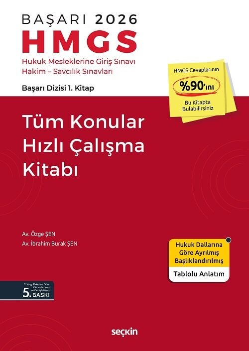 Seçkin 2026 BAŞARI HMGS Tüm Konular Konu Anlatımlı Hızlı Çalışma Kitabı 5. Baskı - Özge Şen, İbrahim Burak Şen Seçkin Yayınları
