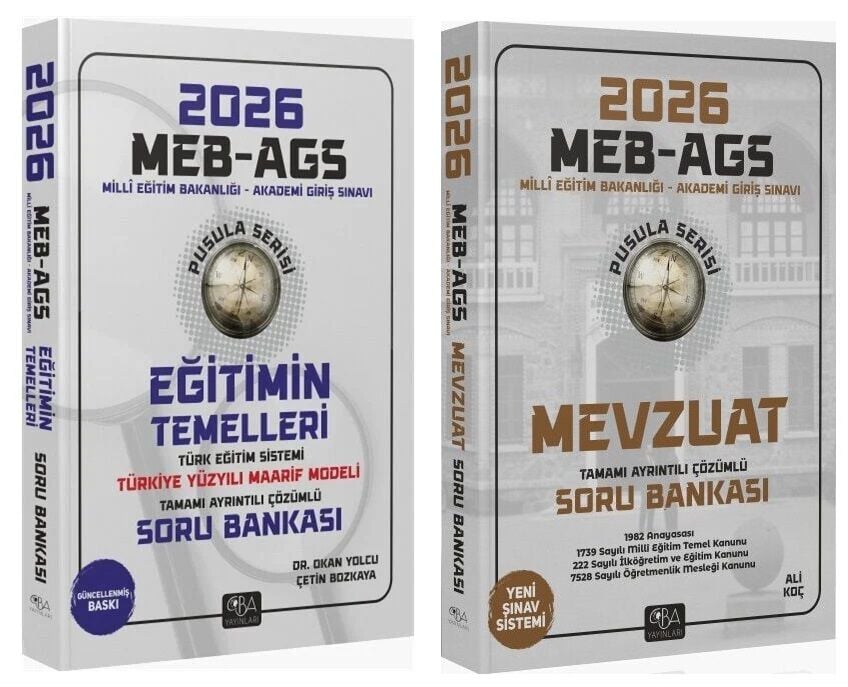 SÜPER FİYAT - CBA Yayınları 2026 MEB-AGS Eğitimin Temelleri + Mevzuat Soru Bankası 2 li Set Pusula Serisi - Okan Yolcu CBA Yayınları