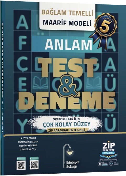 Edebiyat Sokağı 5. Sınıf Anlam Bilgisi Maarif Modeli Çok Kolay Seviye Test ve Deneme Edebiyat Sokağı Yayınları
