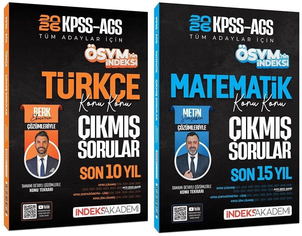 İndeks Akademi 2026 KPSS MEB-AGS Türkçe + Matematik ÖSYM nin İndeksi Çıkmış Sorular 2 li Set - Berk Ekici, Metin Şimşek İndeks Akademi Yayıncılık