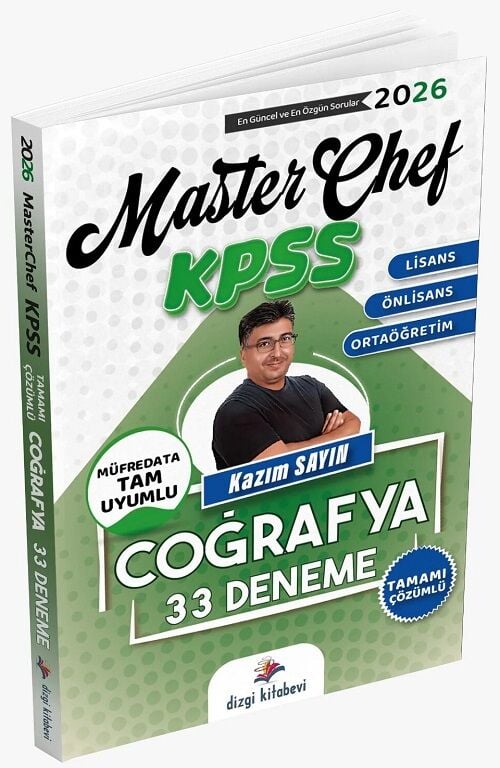 ÖN SİPARİŞ - Dizgi Kitap 2026 KPSS Coğrafya MasterChef 33 Deneme Çözümlü - Kazım Sayın Dizgi Kitap Yayınları