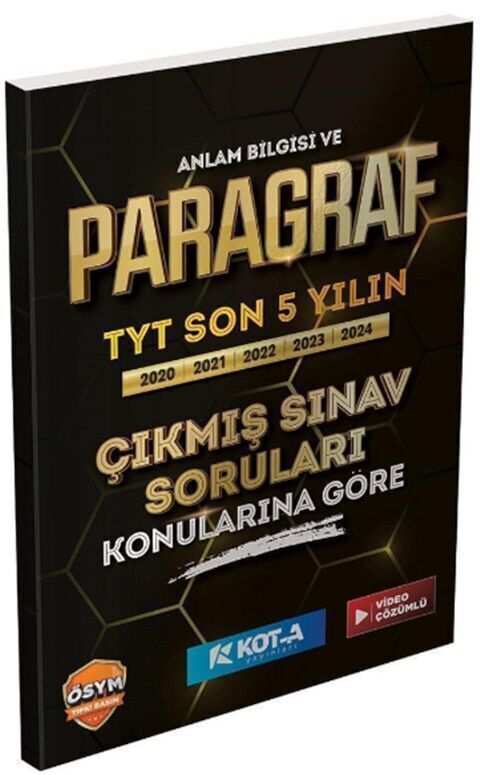 Kota YKS TYT Paragraf ve Anlam Bilgisi Çıkmış Sınav Soruları Son 5 Yıl Kota Yayınları
