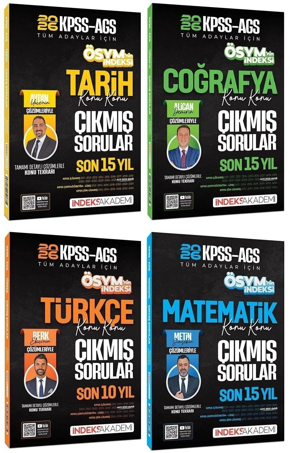 İndeks Akademi 2026 KPSS MEB-AGS Tarih + Coğrafya + Türkçe + Matematik ÖSYM nin İndeksi Çıkmış Sorular 4 lü Set İndeks Akademi Yayıncılık