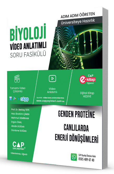 Çap Yayınları YKS TYT AYT Biyoloji Genden Proteine Canlılarda Enerji Dönüşümleri Video Anlatımlı Soru Fasikülü Çap Yayınları