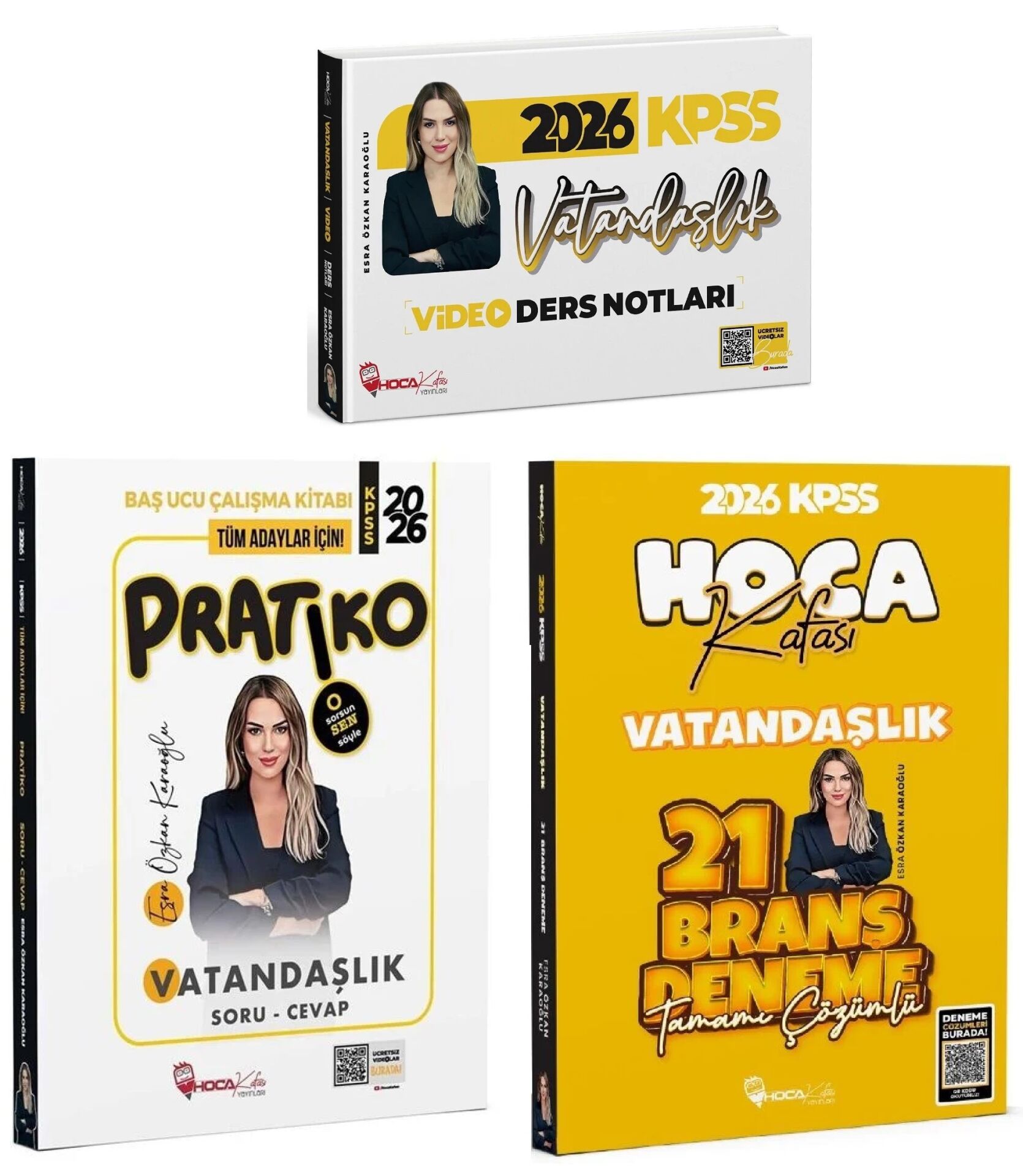 Hoca Kafası 2026 KPSS Vatandaşlık Video Ders Notları + Pratiko Soru Cevap + 21 Deneme 3 lü Set - Esra Özkan Karaoğlu Hoca Kafası Yayınları