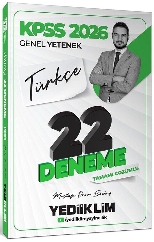 Yediiklim 2026 KPSS Türkçe 22 Deneme Çözümlü - Mustafa Onur Bozkuş Yediiklim Yayınları