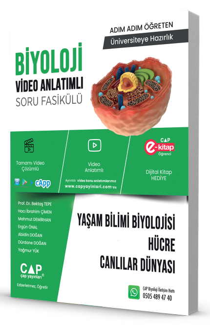Çap Yayınları YKS TYT AYT Biyoloji Yaşam Bilimi Biyolojisi, Hücre, Canlılar Dünyası Video Anlatımlı Soru Fasikülü Çap Yayınları