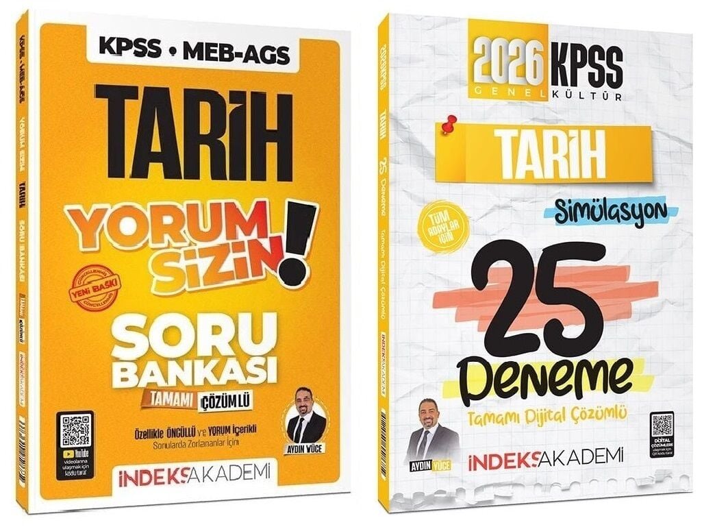İndeks Akademi 2026 KPSS Tarih Yorum Sizin Soru Bankası + 25 Deneme 2 li Set - Aydın Yüce İndeks Akademi Yayıncılık